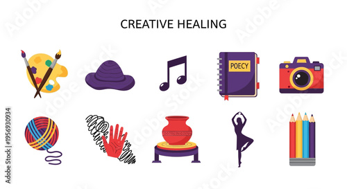Creative Healing Therapy Art Music Symbols.