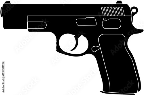 CZ 75 B pistol silhouette vector illustration