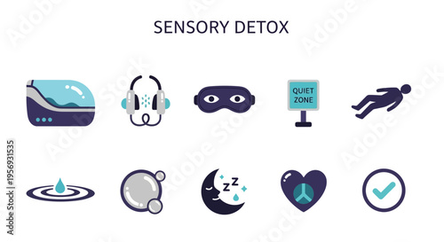 Sensory Detox Relaxation Calming Icons Set.