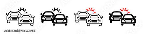 Car crash icons collection