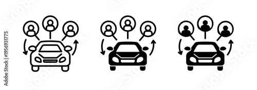 Carpool share icons collection