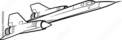 Iconic SR71 Blackbird Supersonic Reconnaissance Jet Plane Line Art Illustration