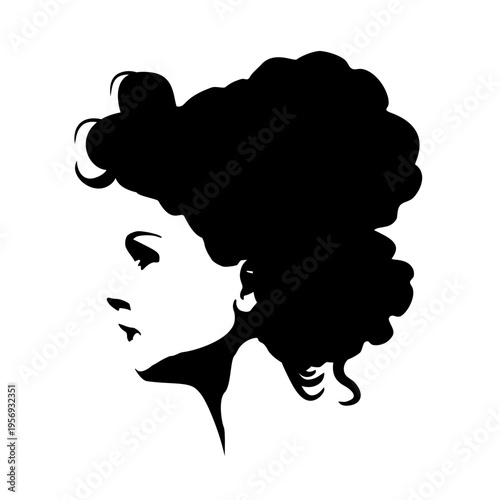 Young woman face side view in low key style. Elegant silhouette of a female head.