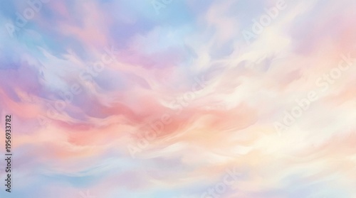 Abstract soft pastel sky with dreamy watercolor clouds background
