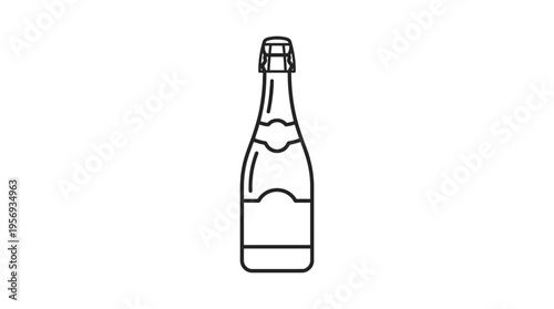 Minimalist Black Line Art Champagne Bottle