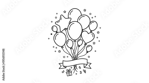Festive Balloon Bouquet with Banner and Gifts