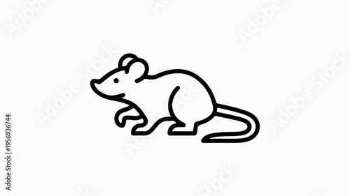 A simple line drawing of a running mouse in profile view on a white background