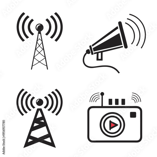 Radio and transmission tower megaphone camera signal
