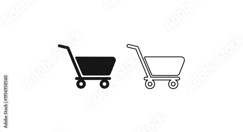 Two shopping cart icons a filled black version and a white outline