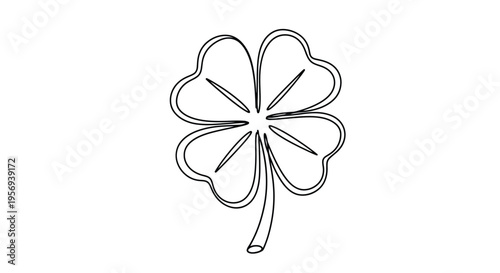 Simple line drawing of a four leaf clover symbolizing luck and nature