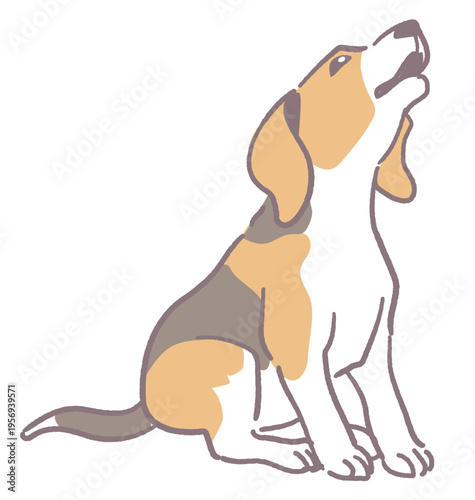 犬、吠えるビーグルのイラスト素材。ベクターイラスト素材。