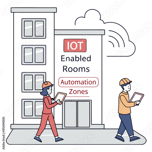 Smart building with iot enabled rooms and automation zones