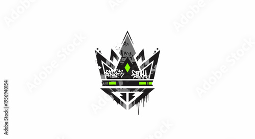 Abstract Crown Design with Graffiti Elements, Modern Street Art Style