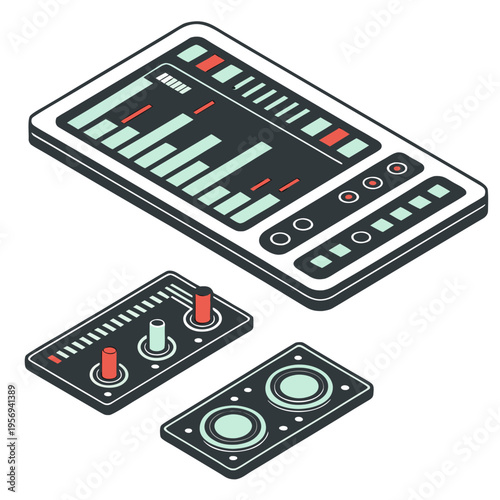 Sound mixer and equalizer panel audio equipment music