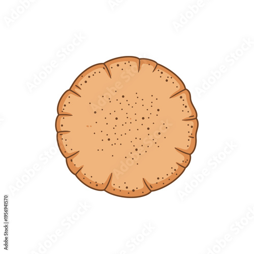 Round Flatbread Isolated on White Background, Top View