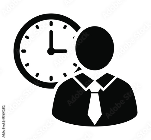 Vector of a man in a tie with a clock behind his head