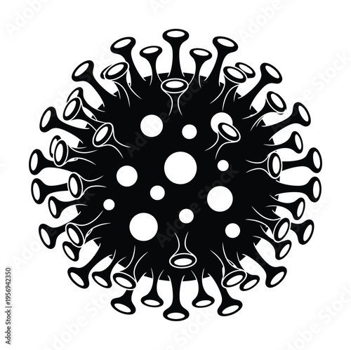 Vector of a spiky spherical virus structure with protruding elements