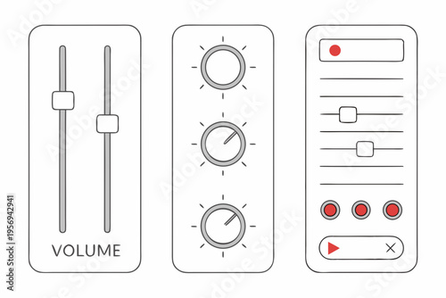 Audio control panel with volume and dials