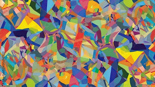 A vibrant and colorful abstract art piece with geometric shapes