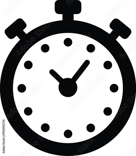Stopwatch timer flat icon, Stopwatch timer vector silhouette