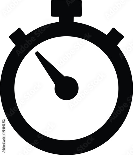 Stopwatch timer flat icon, Stopwatch timer vector silhouette