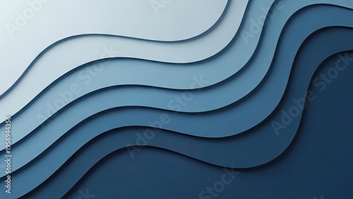 A modern abstract design featuring layered blue wavy lines