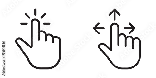Hand cursor icon set, Social media symbol, Pointer clicking sign, Vector illustration