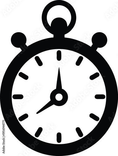 Stopwatch timer flat icon, Stopwatch timer vector silhouette