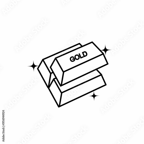 Gold bar vector icon in a clean line art style. Shiny bullion stack illustration, perfect for finance, wealth, banking, and investment designs