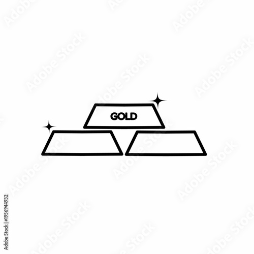 Gold bar icon in a clean line art style vector. Shiny bullion stack illustration, perfect for finance, wealth, banking, and investment designs.