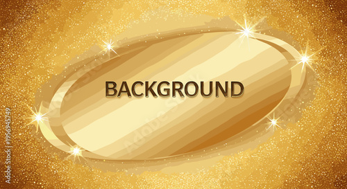 Elegant golden oval frame with sparkling lights and textured background, perfect for luxury presentations.