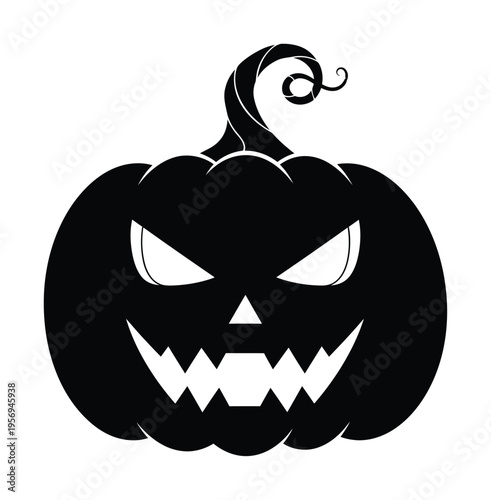 Vector of a carved spooky pumpkin with an angry face for halloween festivities.