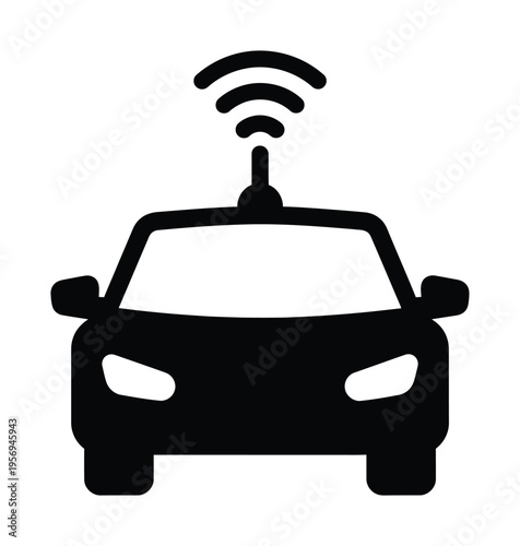 Vector of an autonomous car with a signal transmitter on its roof