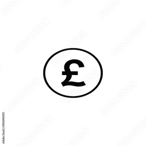 British Pound Currency Symbol Icon in Oval Frame for Finance