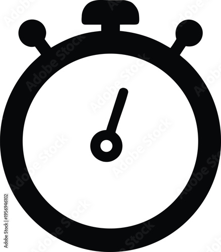 Stopwatch timer flat icon, Stopwatch timer vector silhouette