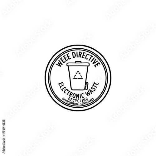 WEEE Directive Electronic Waste Recycling Badge with Environmental Compliance Text