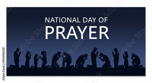 National Day of Prayer banner with silhouetted people vector