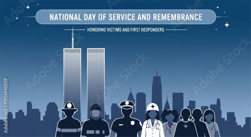 Vector illustration of 9/11 National Day of Service and Remembrance