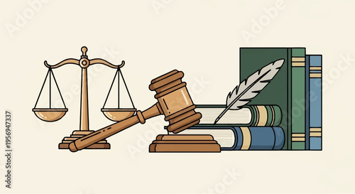 Vector illustration of law and justice symbols