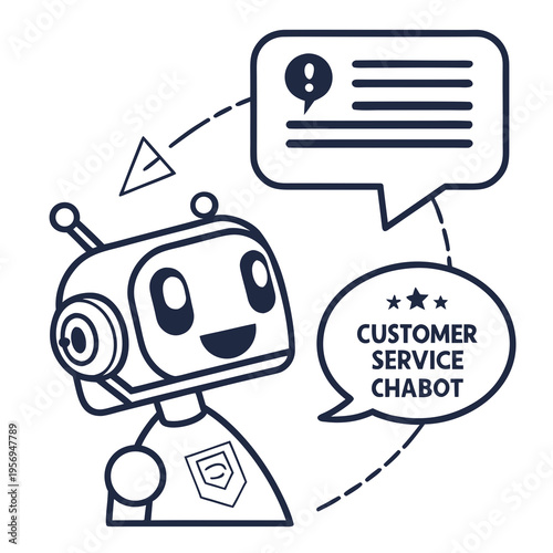 Customer service chatbot with speech bubble robot communication
