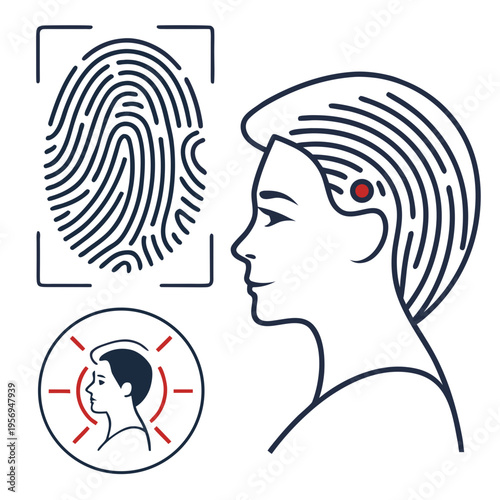 Biometric identification with fingerprint and ear implant security