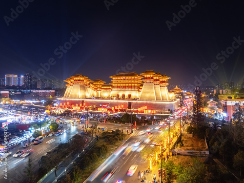 Wallpaper Mural Aerial view of the Yingtian Gate in Luoyang at night Torontodigital.ca