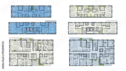 Architects design blueprints for office buildings and industrial spaces.