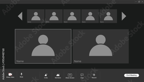 Online video conference user interface. video conference calls window overlay. mobile, computer, laptop screen. vector illustration