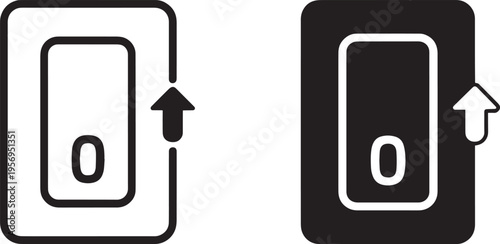 Light switch diagram with arrows indicating on and off positions