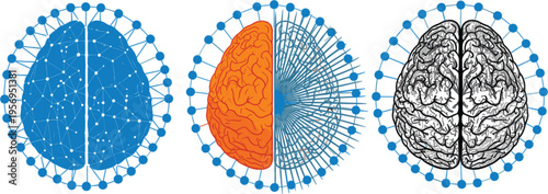 Artificial Intelligence, Brain Neural Network, and Human Brain Concept with Futuristic Design for Technology and Cognitive Science Projects
