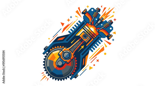 Vibrant colorful gear mechanism technology.