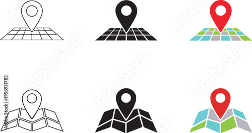 Map pin icon representing GPS navigation, location tracking and route planning symbol.