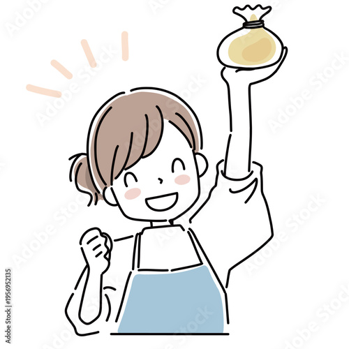 お金を手に入れて喜んでいる女性