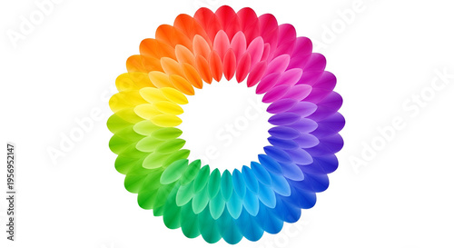 Colorful Flower Pattern in a Circular Gradient of Red Orange Yellow Green Blue and Purple